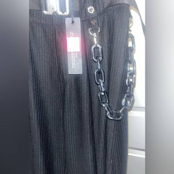 Manière De Voir Black Wide Leg Trousers With Steel Belt Size 4 - Picture 2 of 8